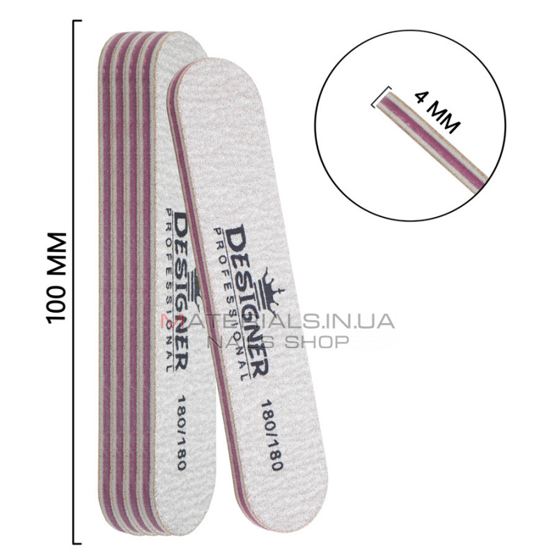 Упаковка пилок Designer 50шт, сіра, міні овальна 180/180 Упаковка пилок Designer 50шт, сіра, міні овальна 180/180