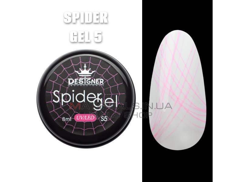 Кольорове павутинка Spider Gel Designer, 8 мл, Рожевий S5