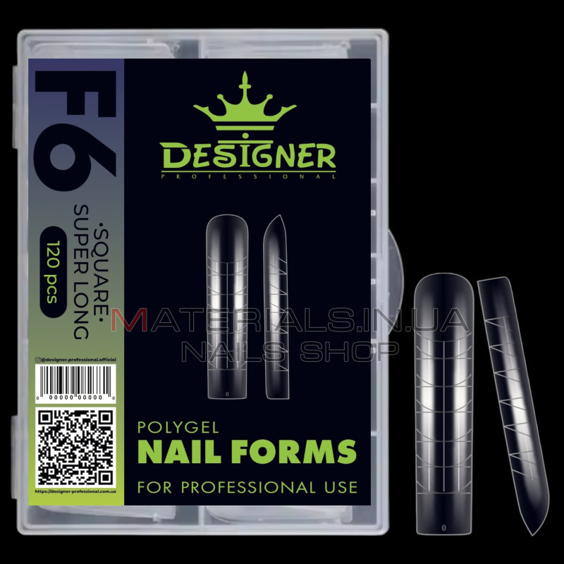 Верхні форми Дизайнер F6 Square super long - Polygel Nail Forms