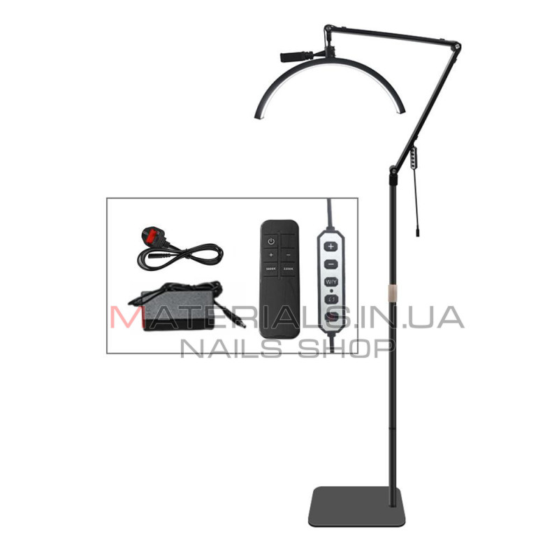 Безтіньова LED-лампа HD-M40X, 36 Вт, 145-187 см, чорний колірна температура 3200-5600 K, 50 см, світло:238 головка лампи зі сплаву + металева опора