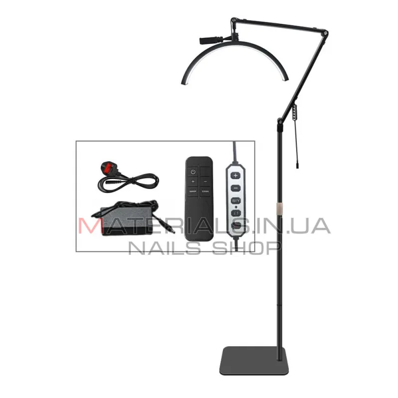 Безтіньова LED-лампа HD-M40X, 36 Вт, 145-187 см, чорний колірна температура 3200-5600 K, 50 см, світло:238 головка лампи зі сплаву + металева опора