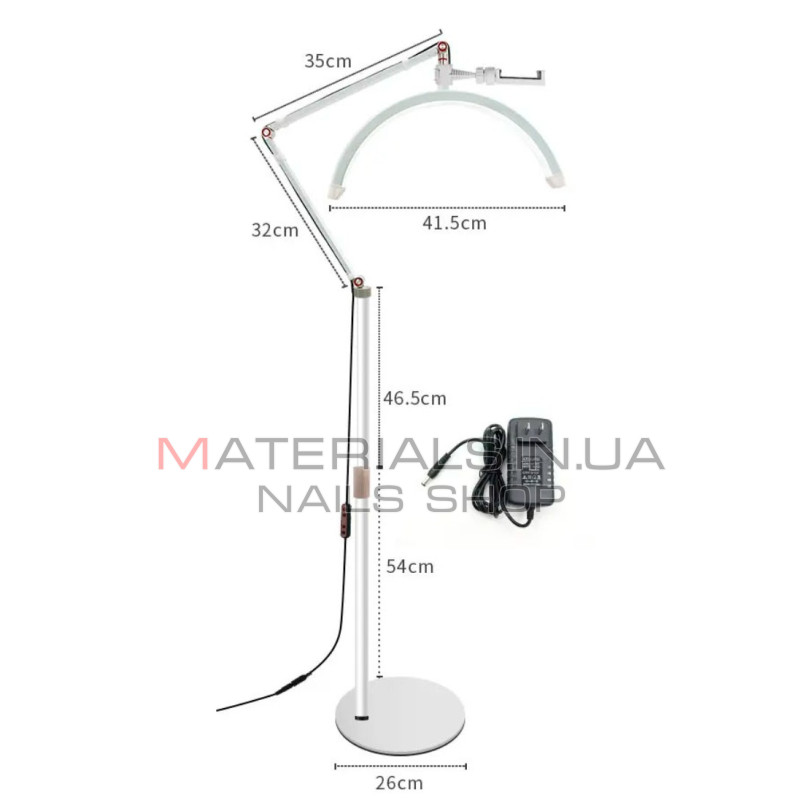 Безтіньова підлогова LED-лампа Smart MOON Light HD-M2X, 20 Вт, Біла