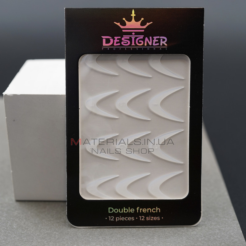 Nail Molds 12шт. (Double french - E) - Силіконові молди різних розмірів для дизайну нігтів та французького манікюру Дизайнер