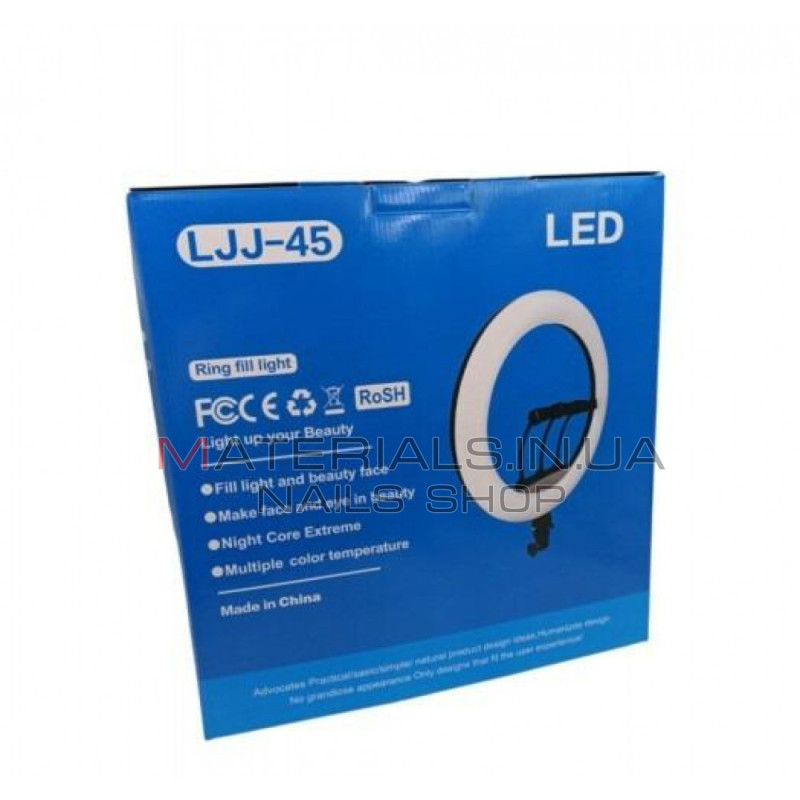 Кільцева LED-лампа LJJ-45, 45 см, 18″, 416 світлодіодів, пульт ДК, сенсорне керування, адаптер 12 В