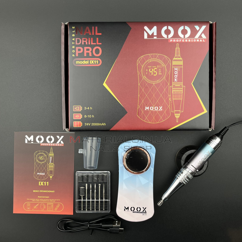 Фрезер Мокс IX11 (Gradient Blue) на акуммуляторі 45 000 об/хв. та 35 W. для манікюру та педикюру Фрезер Мокс IX11 (Gradient Blue) на акуммуляторі 45 000 об/хв. та 35 W. для манікюру та педикюру
