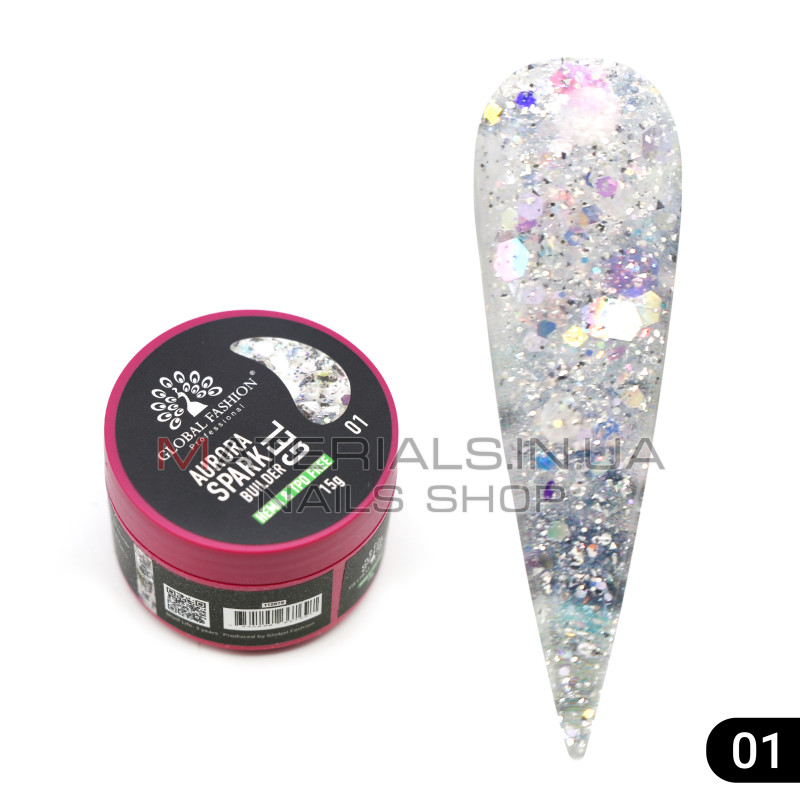 Гель для моделювання нігтів 15 г, Aurora Spark Builder gel 01