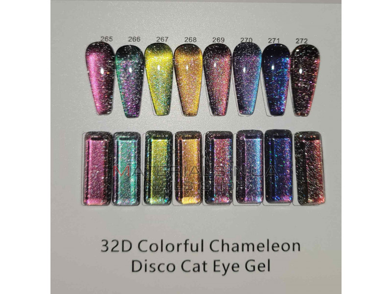 Гель лак котяче око 32D Chameleon Disco, Global Fashion 8 мл №266