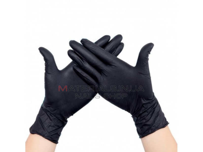 Нитриловые перчатки без пудры черные (S)  100шт