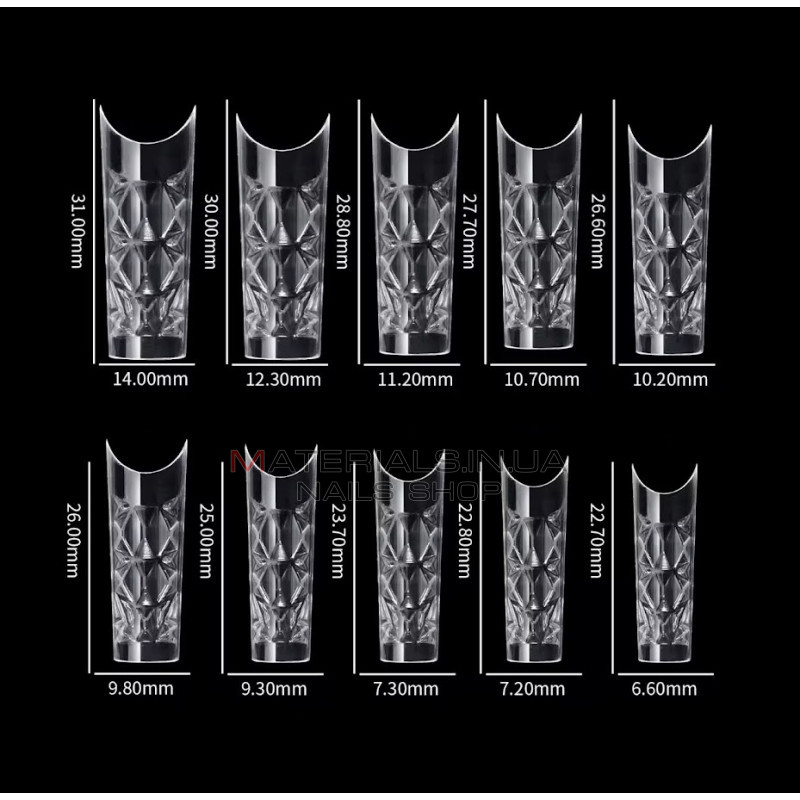 Crystal Fast Gel Tips (Trapezoid Medium TS2 ) - гелевые типсы с шипами Дизайнер 120 шт/уп Crystal Fast Gel Tips (Trapezoid Medium TS2 ) - гелевые типсы с шипами Дизайнер 120 шт/уп