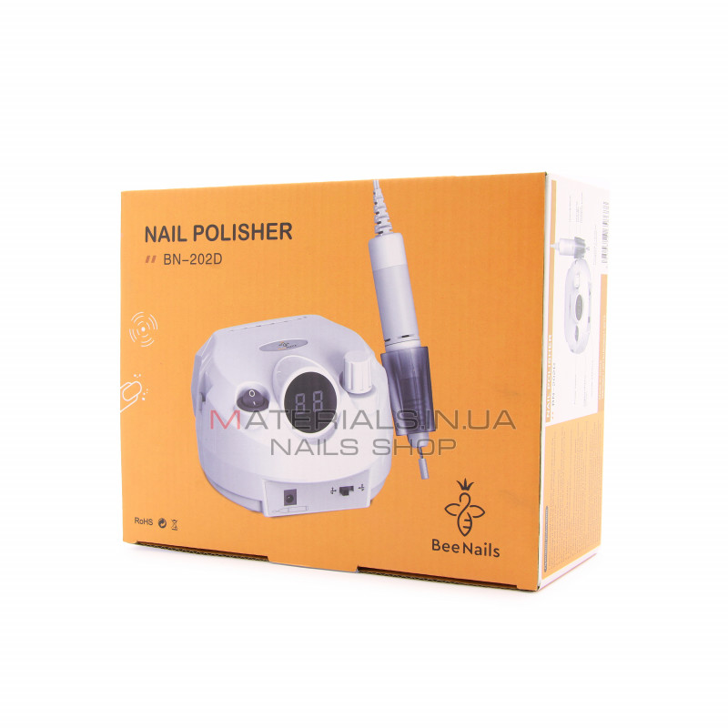 Апарат для манікюру і педикюру BEE NAILS, 202D, з дисплеєм, 65w, 45000 об, білий Апарат для манікюру і педикюру BEE NAILS, 202D, з дисплеєм, 65w, 45000 об, білий