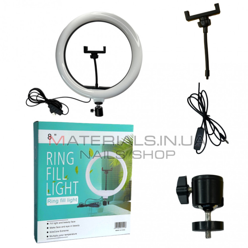 Кільцева LED-лампа QX-200, 20 см, 8″, 72 світлодіодів, USB 5 В