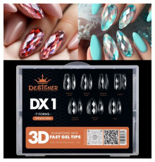 Diamond Mix Fast Gel Tips (DX1) - гелеві тіпси Дизайнер 7 форм, 168 шт/уп