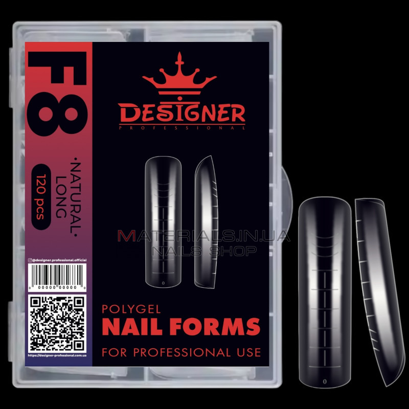 Верхні форми Дизайнер F8 Natural long - Polygel Nail Forms Верхні форми Дизайнер F8 Natural long - Polygel Nail Forms