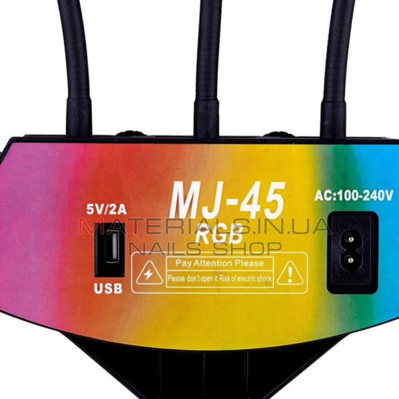 Кільцева LED-лампа MJ-45, RGB, 45 см, 18″, 416 світлодіодів, 64 RGB, пульт ДК, 3 Holders