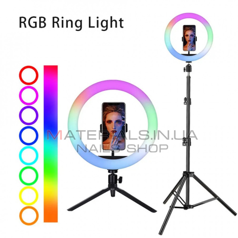 Кільцева LED-лампа LJJ-36, RGB, 36 см, 14″, 192 світлодіодів, 39 RGB