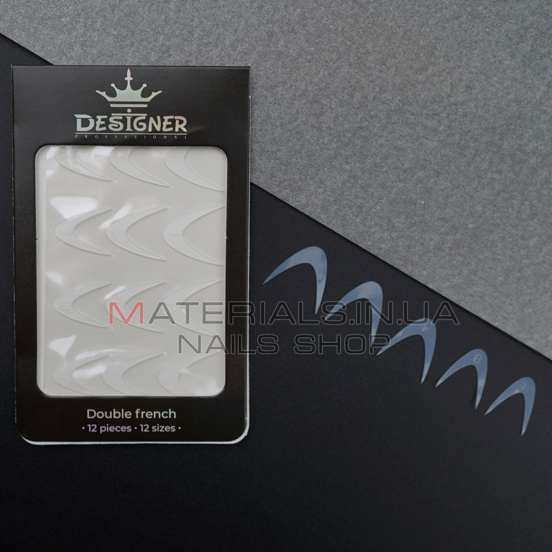 Nail Molds 12шт. (Double french - E) - Силіконові молди різних розмірів для дизайну нігтів та французького манікюру Дизайнер