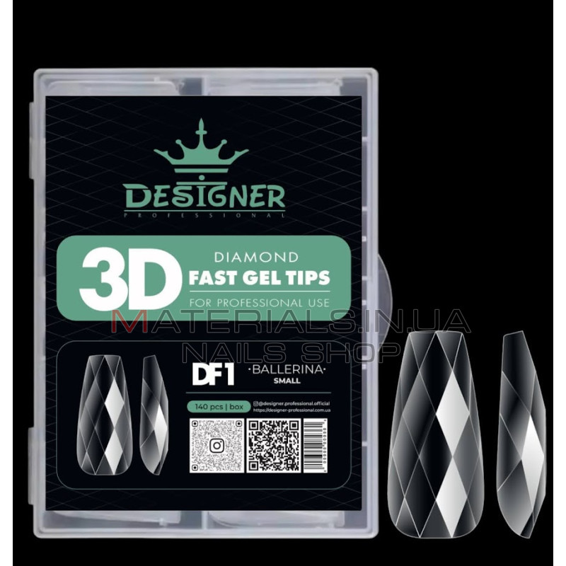 Diamond Fast Gel Tips (DF1 Ballerina small) - гелеві типси Дизайнер 120 шт/уп