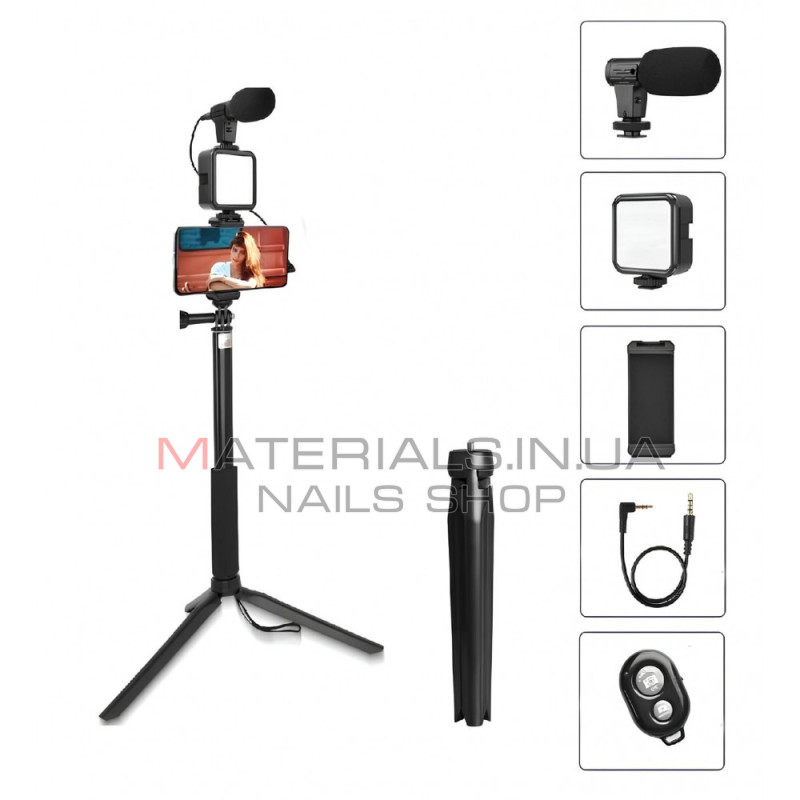 Монопод Tripod AY-49, Z, Bluetooth, LED Lamp, Microphone, 0,60 м