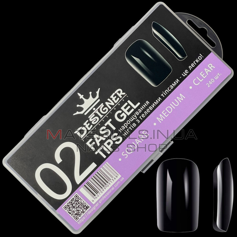 Fast gel tips №2 (Square, medium size) - Гелеві типси Дизайнер