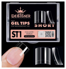 Short fast gel tips (ST1 Square medium) - Гелеві тіпси Дизайнер, 120  шт/уп