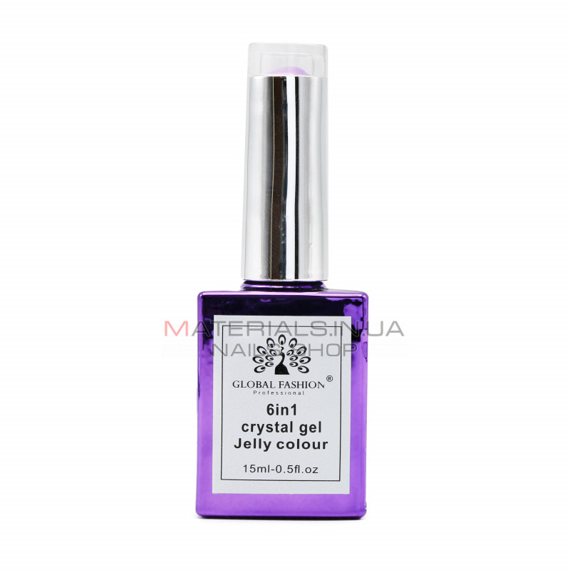 Гель для нарощування 6 in 1 crystal gel jelly colour, 15 мл, 6606