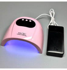UV LED Лампа Sun S3, 88Вт працює від Power Bank, рожева