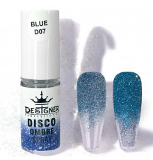 Disco Ombre Spray (7 г.) Blue D07 - світловідбивна спрей пудра Дизайнер для створення омбре на нігтях
