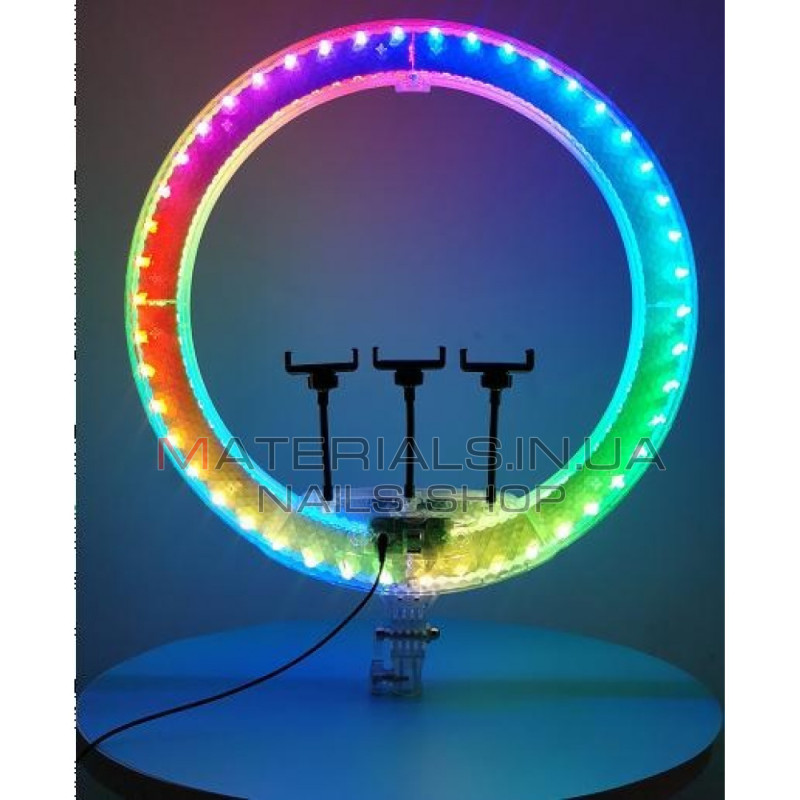 Кільцева LED-лампа 3D-56, RGB, 56 см, 22″, 480 світлодіодів, 112 RGB, пульт ДК, 3 Holders