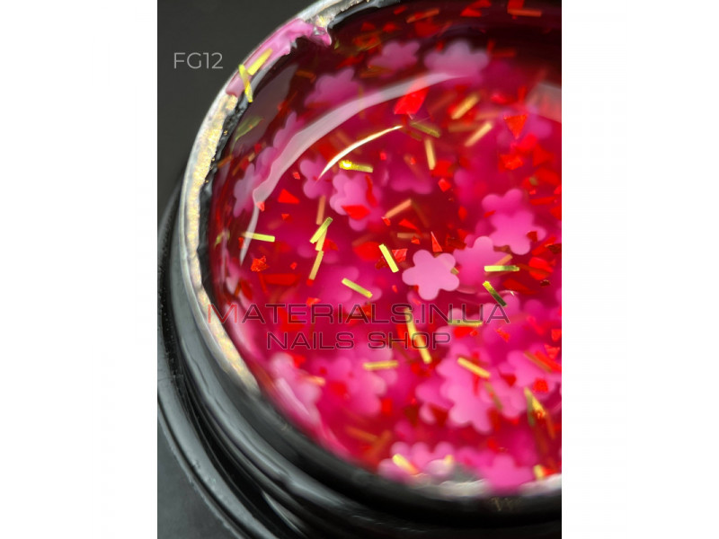 Foil flower gel FG12 (5 мл) Дизайнер - гель з квіточками з фольги