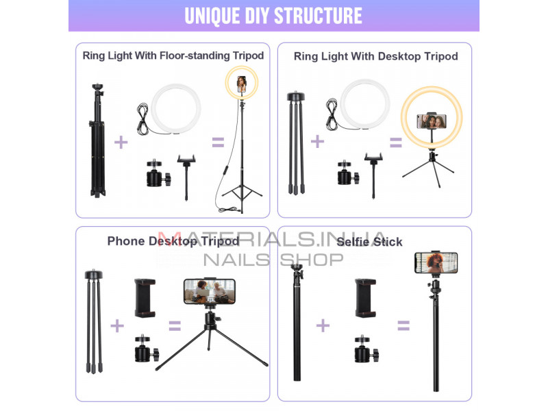 Лампа кольцевая комплект LED 30cm 12" CODN SET +1.45cm tripod stand