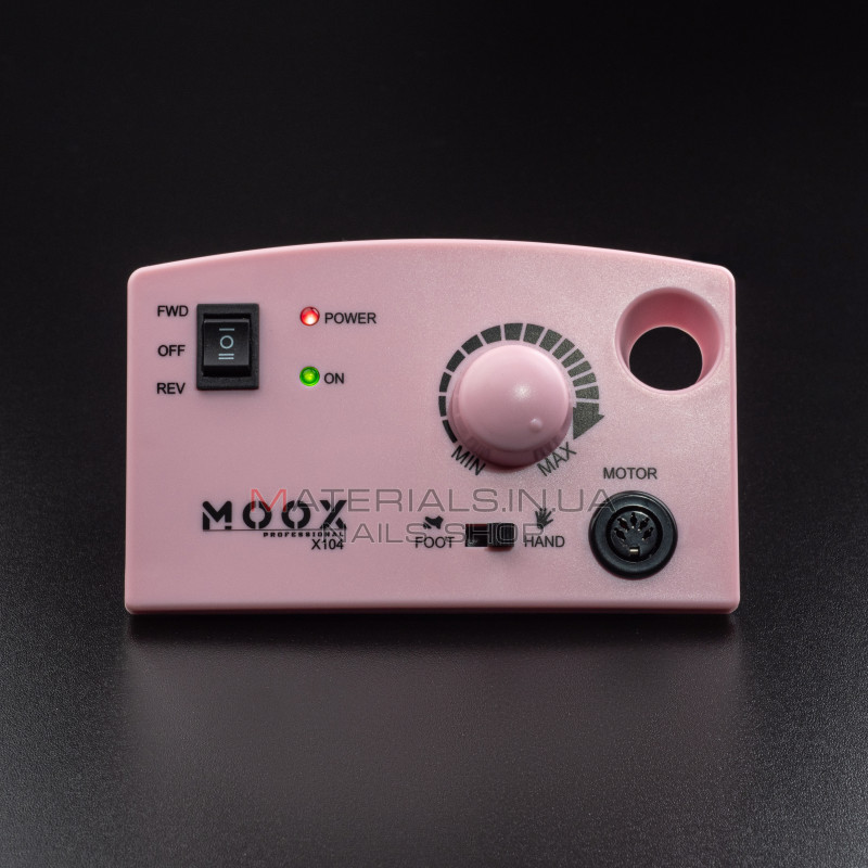 Фрезер Мокс X104 (Рожевий) на 45 000 об/хв. та 65W. для манікюру та педикюру Фрезер Мокс X104 (Рожевий) на 45 000 об/хв. та 65W. для манікюру та педикюру