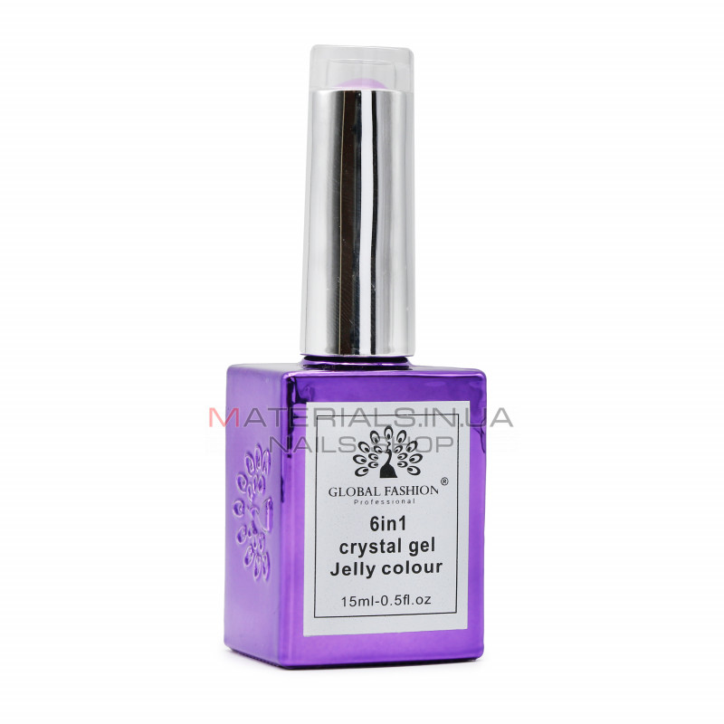 Гель для нарощування 6 in 1 crystal gel jelly colour, 15 мл, 6606