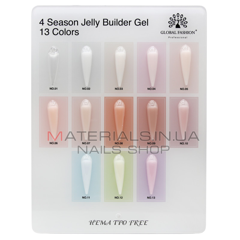 Гель для моделювання нігтів 15 г, 4 Season Jelly Builder Gel, 01