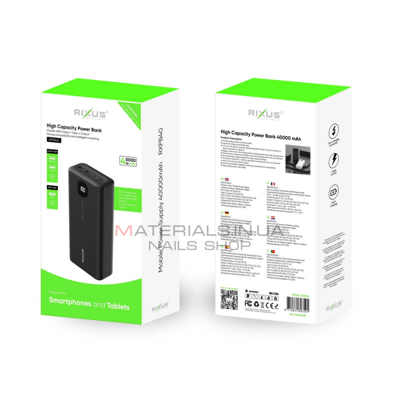 Power Bank 40000 mAh |  22.5W — Rixus RXPB40