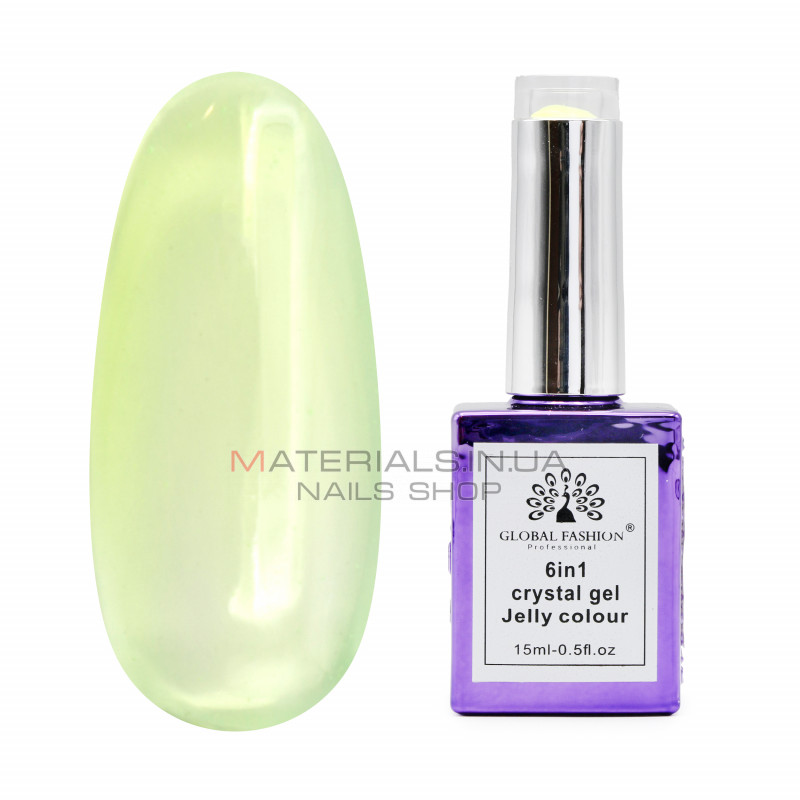Гель для наращивания 6 in 1 crystal gel jelly colour, 15 мл, 6602