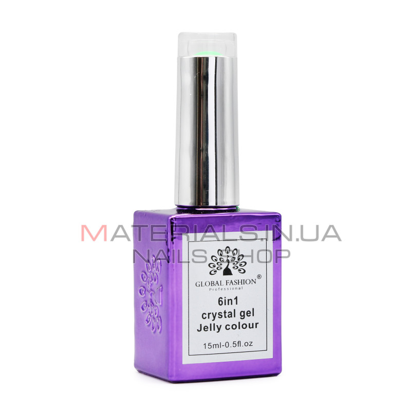Гель для нарощування 6 in 1 crystal gel jelly colour, 15 мл, 6601