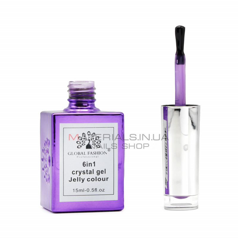 Гель для нарощування 6 in 1 crystal gel jelly colour, 15 мл, 6606