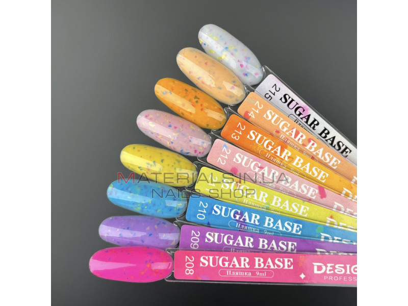 Кольорова база Sugar base 210 Дизайнер (9 мл) - з різнокольоровими пластівцями