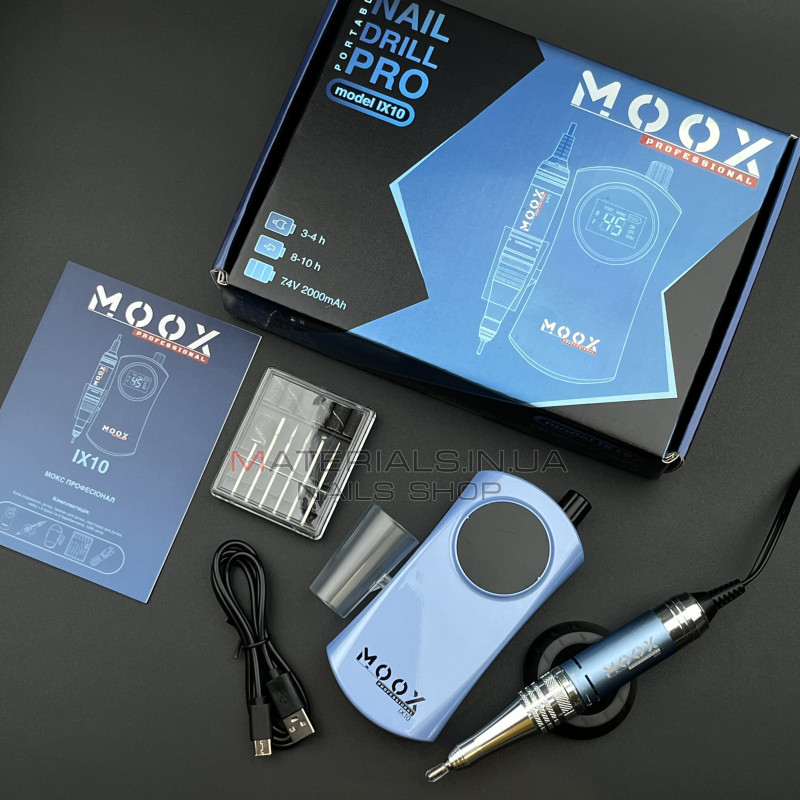Фрезер Мокс IX10 (Blue) на акуммуляторі 45 000 об/хв. та 35 W. для манікюру та педикюру Фрезер Мокс IX10 (Blue) на акуммуляторі 45 000 об/хв. та 35 W. для манікюру та педикюру