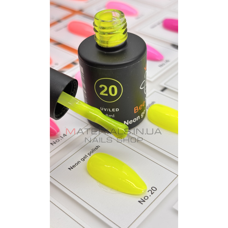 Гель-лак неоновый для ногтей Bee Nails neon gel polish, №20