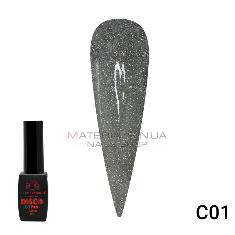 Гель лак Disco Gel Polish, Global Fashion, світловідбивний, 8 мл C01 Гель лак Disco Gel Polish, Global Fashion, світловідбивний, 8 мл C01