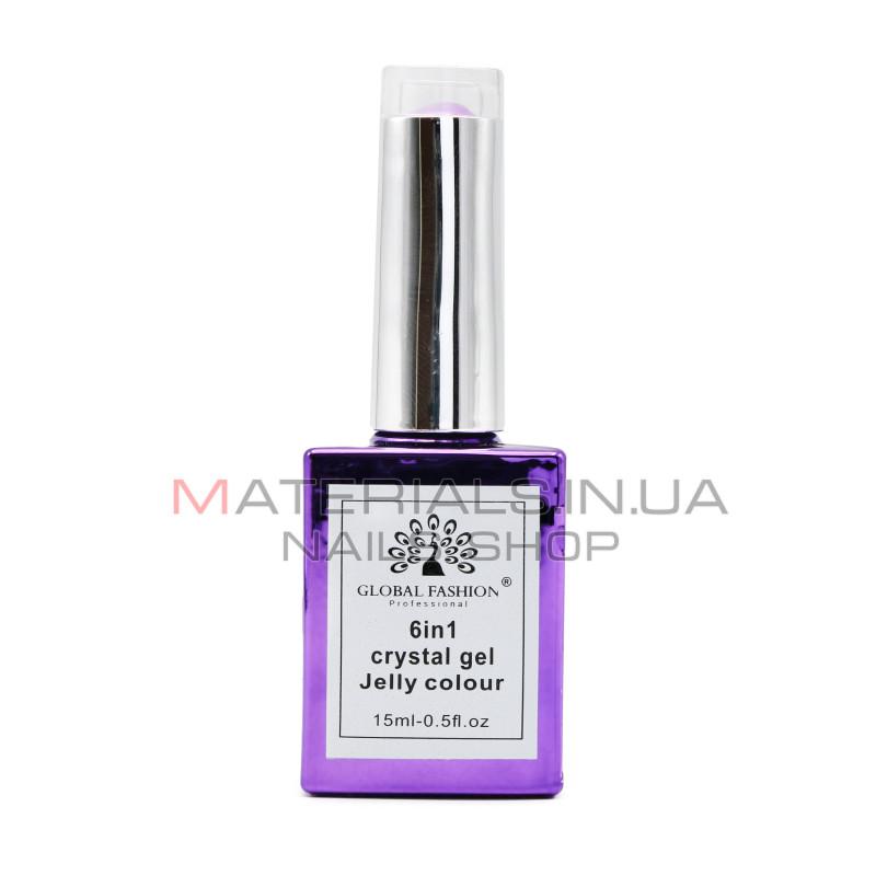 Гель для нарощування 6 in 1 crystal gel jelly colour, 15 мл, 6606