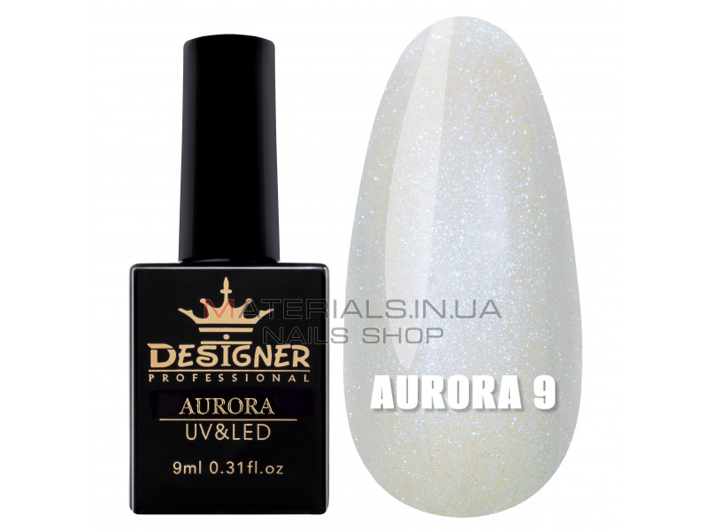 Гель-лак для дизайна Aurora Designer c эффектом втирки, 9 мл. №9