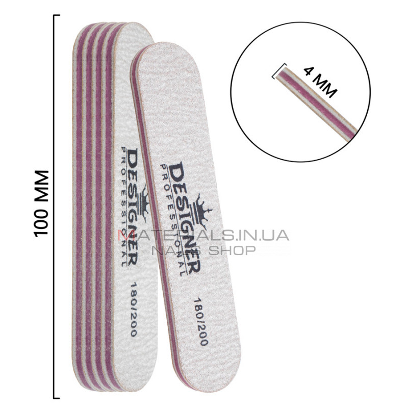 Упаковка пилок Designer 50шт, сіра, міні овальна 180/200 Упаковка пилок Designer 50шт, сіра, міні овальна 180/200