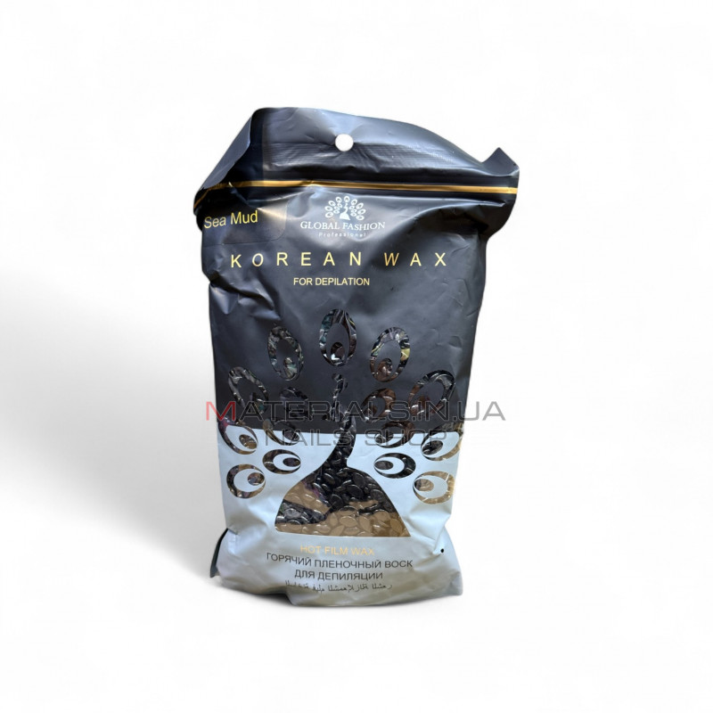 Гарячий пленочний віск Global Fashion Korean Wax, Морська глина, 500 г Гарячий пленочний віск Global Fashion Korean Wax, Морська глина, 500 г