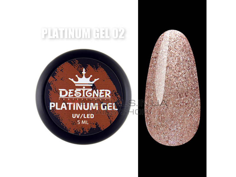 Platinum Gel Гель - платинум Designer Professional із шиммером, 5 мл. №02