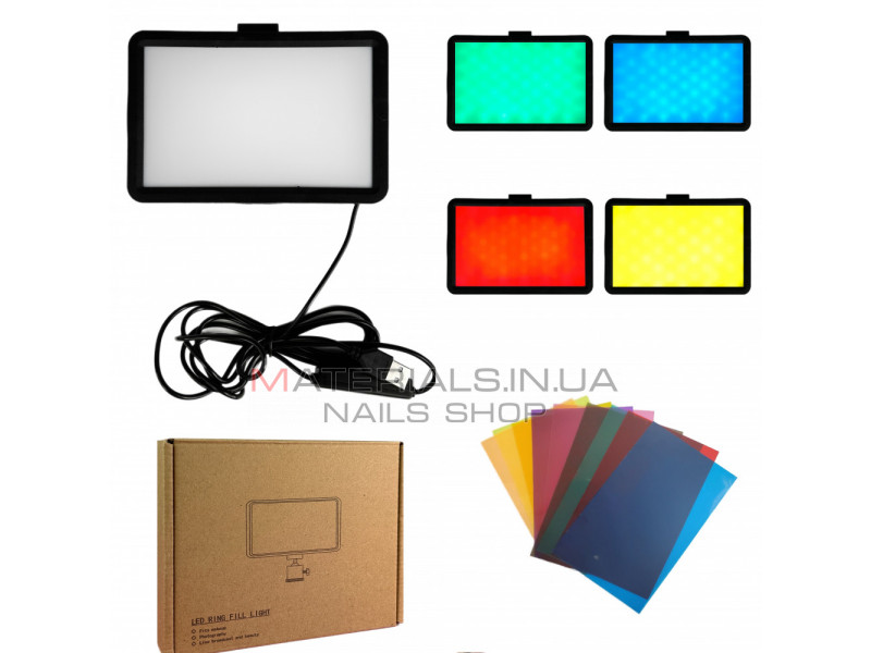 Лампа видеосвет LED 16 cm 6" 9 color filters 120 Lights USB 12W 2V