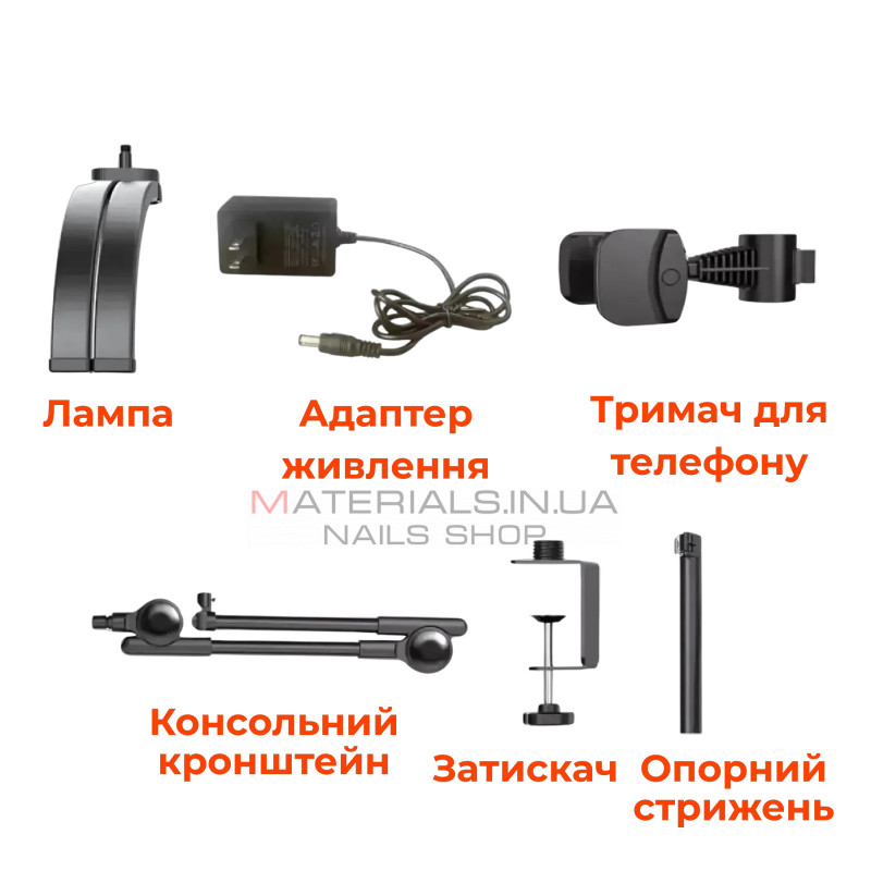 Безтіньова настільна LED-лампа на струбцині F-550B (Black)