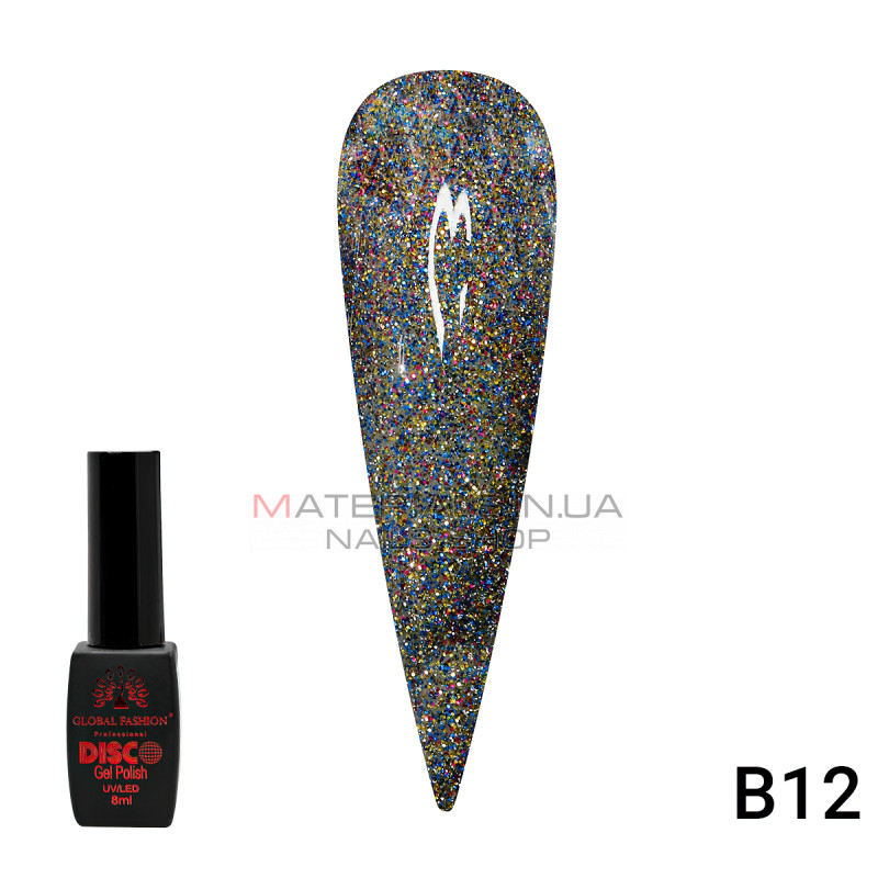 Гель лак Disco Gel Polish, Global Fashion, світловідбивний, 8 мл B12