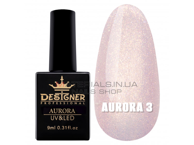 Гель-лак для дизайна Aurora Designer c эффектом втирки, 9 мл. №3